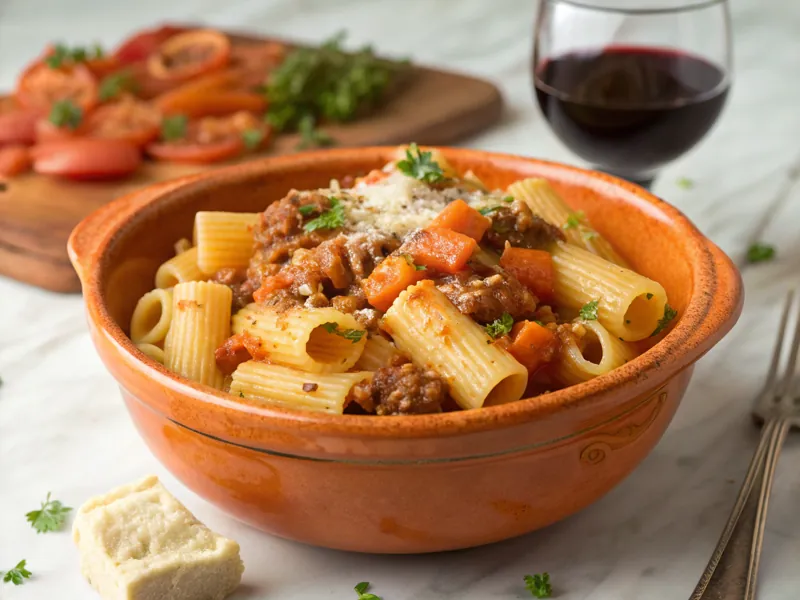 Rigatoni Bolognese with Slow-Simmered Meat Sauce